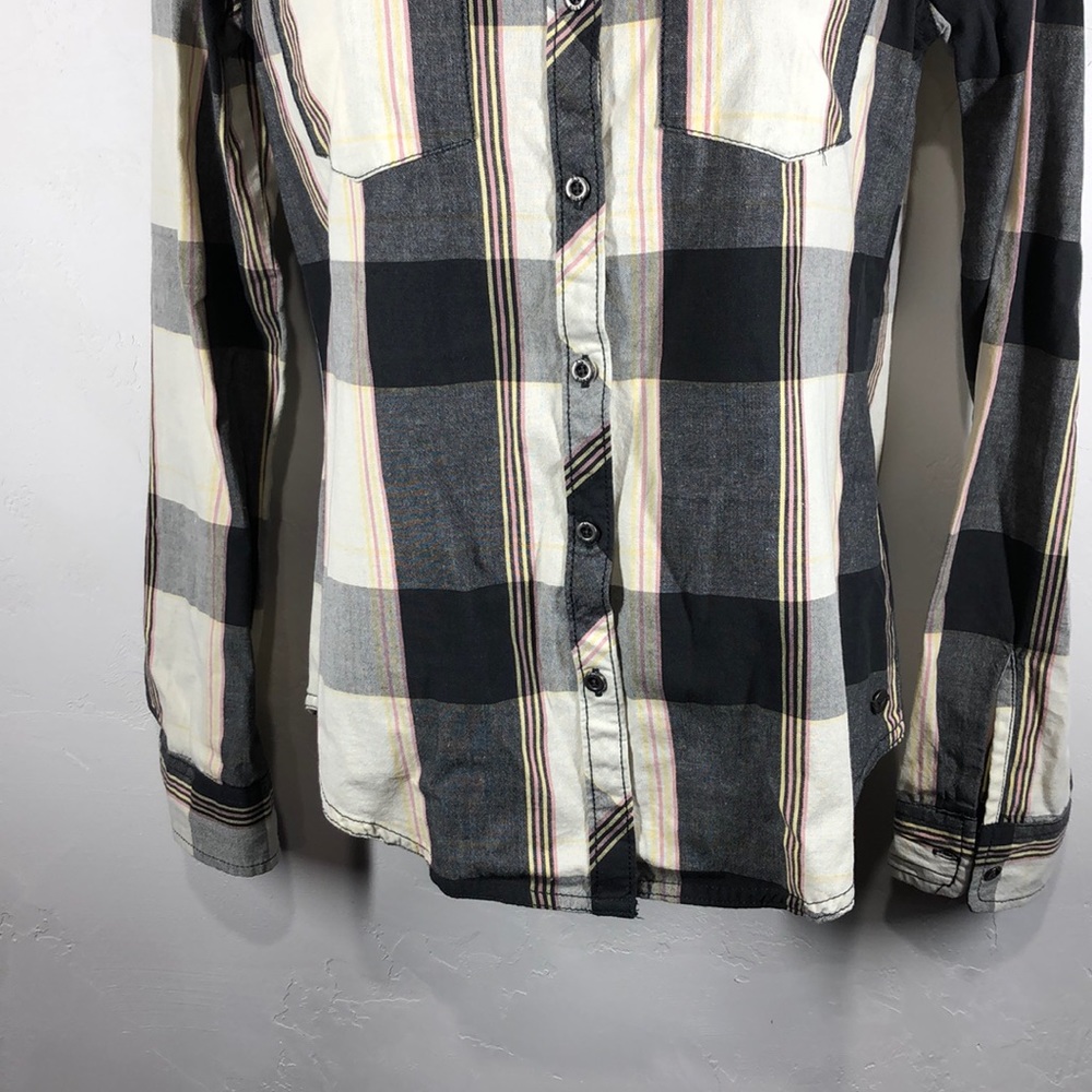 Roxy Gray Plaid Button Down Size Small - image 3